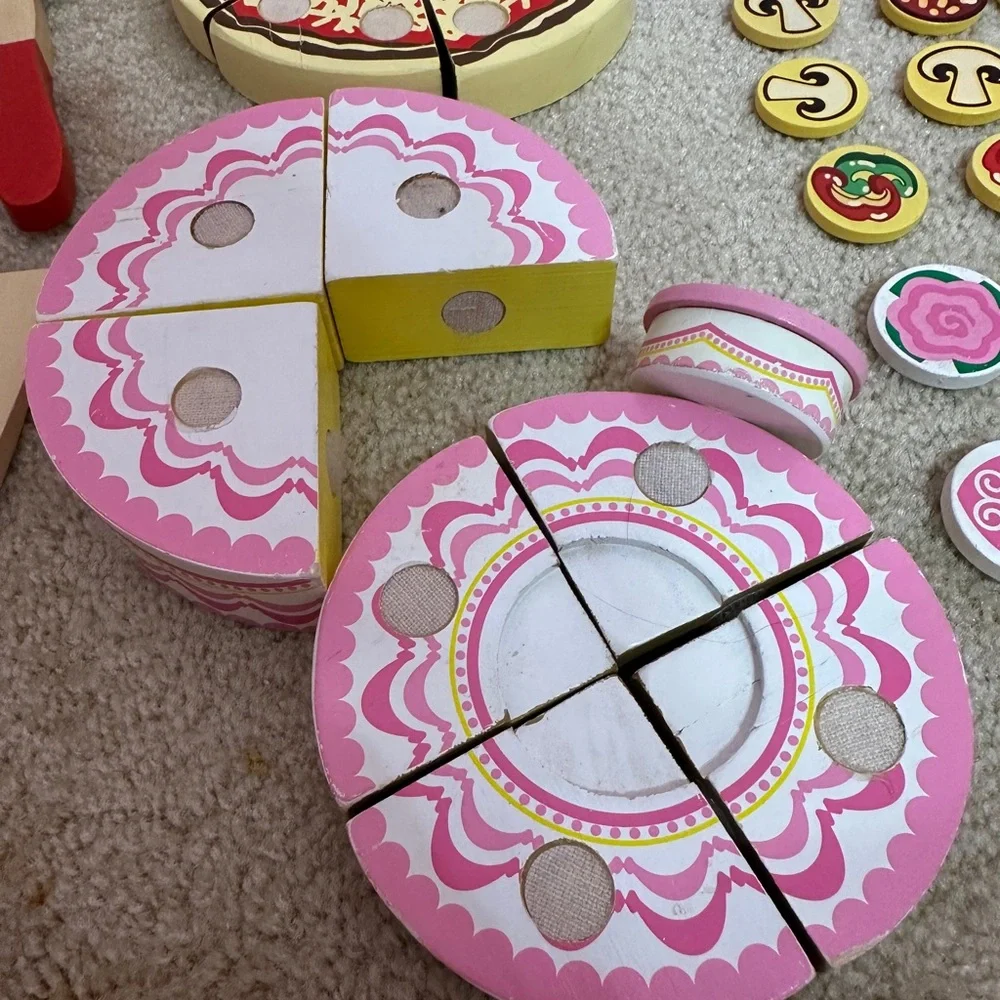 Melissa & Doug Pizza Party and Triple Layer Party Cake Play Sets Incomplete